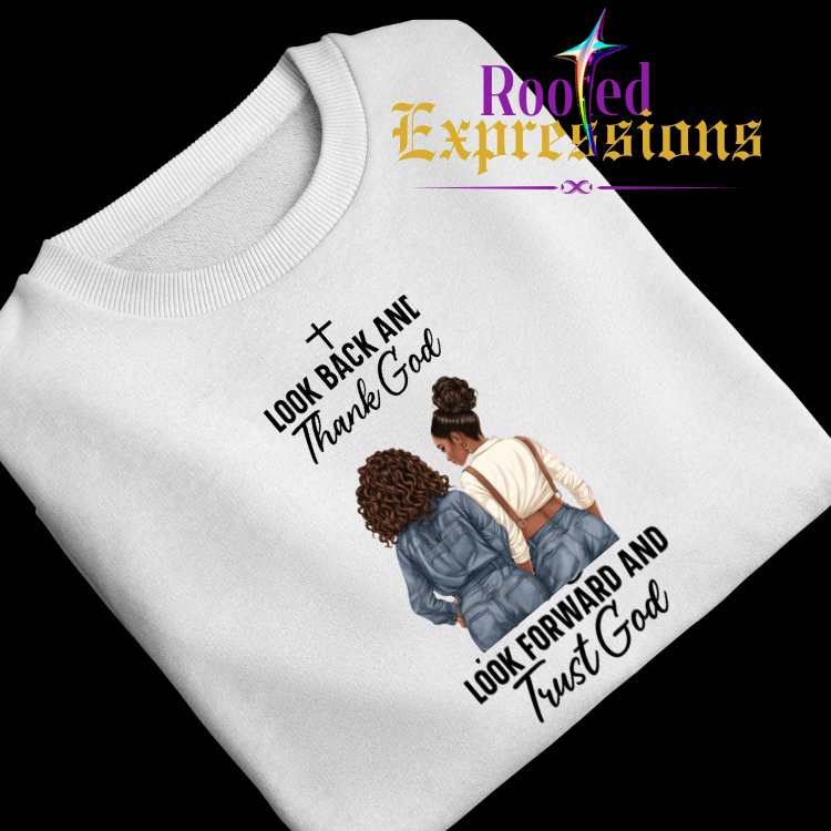 "Look Back" Crewneck Sweatshirt with Christian Theme