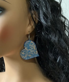 Heart Shape Dangles, Blue and Gold
