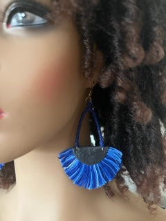 Tricolor Blue Fanned Tassel Dangles