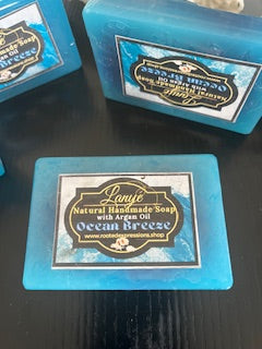 Handmade Scented Soap, Argan Oil Soap, Soft Skin Soap Lightly Scented For A Fresh Beachy Ocean Smell, 2 pack Gift For Men or Women