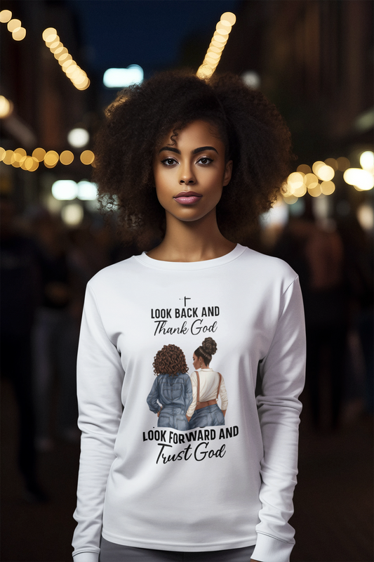 "Look Back" Crewneck Sweatshirt with Christian Theme