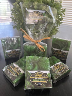 Handmade Scented Soap, Argan Oil Soap, 2 pack Gift for Men, Paisley Textured Soft Skin Soap Lightly Scented for That Fresh Rain Forest Smell