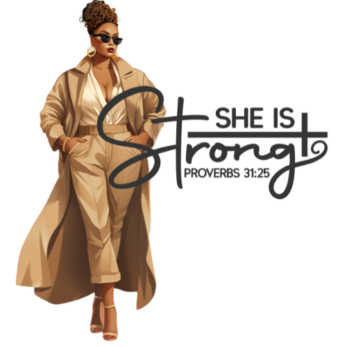 "She is Strong" Crewneck T-shirt with Christian Quote