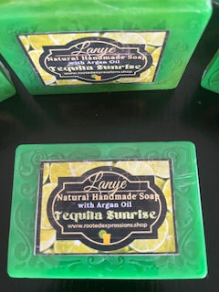 Scented Handmade Soap, 2 Packs Natural Argan Oil, Pure Shea Butter Soap Bar, Tequila Sunrise Scented, Soft Skin Soap, Gift for Him or Her